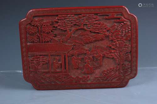 A FINELY CARVED CHINESE CINNABAR LACQUER BOX