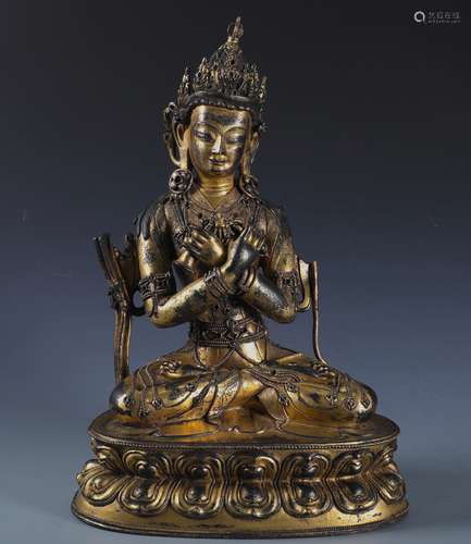 A FINELY CAST GILT BRONZE FIGURE OF VAJRASATTVA