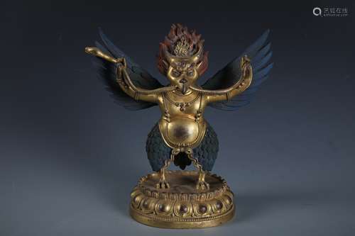 A RARE GILT BRONZE FIGURE OF GARUDA