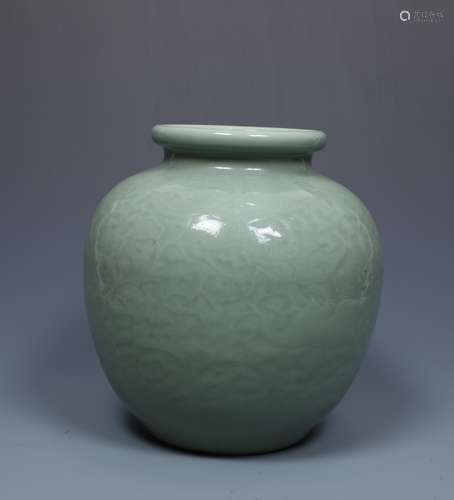 A LARGE WELL-CARVED LONGQUAN CELADON POMEGRANATE-FORM