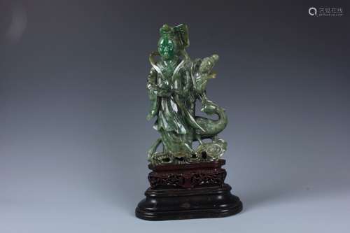 A Large Carved Chinese Jadeite Figure