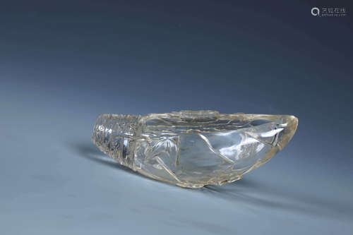 A  CARVED  ROCK CRYSTAL CONCH SHELL-FORM BRUSH WAHER