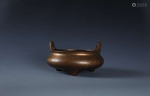 A Bronze Lacquered Tripod Censer