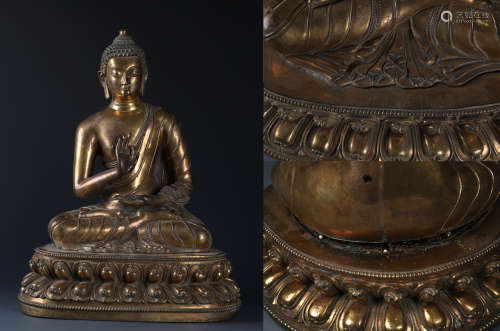 Gilt Bronze Figure of Shakyamuni Budda wth Sharipu