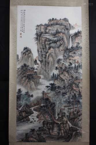 A CHINESE PAINTING OF LANDSCAPE BY HUANG JUN BI