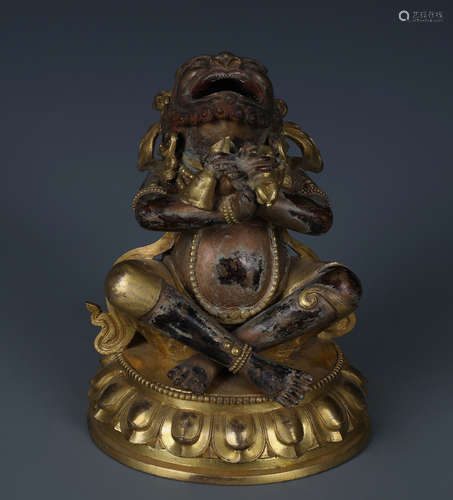 A CHINESE GILT BRONZE FIGURE OF DAKA