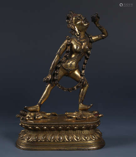 A FINELY CASE GILT BRONZE FIGURE OF VAJRAYOGINI