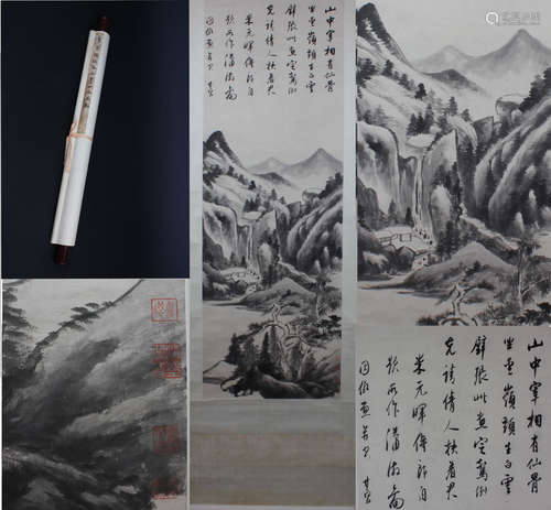 A CHINESE CLASSIC INK PAINTING OF LANDSCAPE SIGNED BY