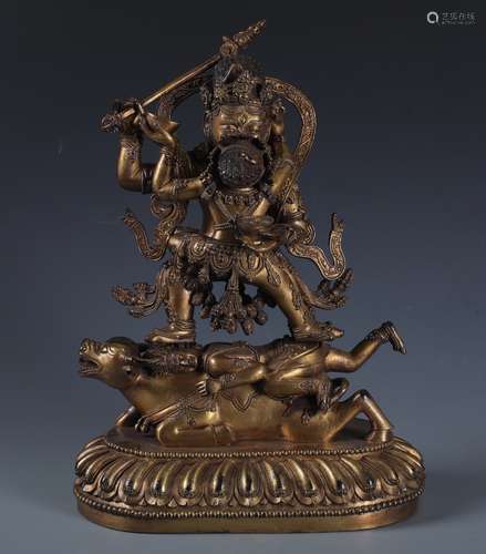 A GILT-BRONZE FIGURE OF YAMANTAKA VAJRABHAIRAVA