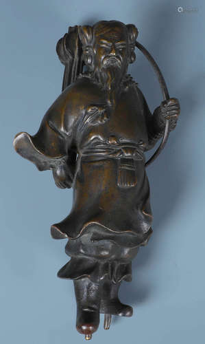 A CHINESE BRONZE FIGURE OF GENGHIS KHAN