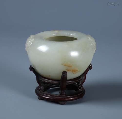 A RARE  CHINESE WHITE JADE PATRA FORM BRUSH WASHER