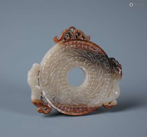 A RARE AND WELL CARVED CHINESE  THREE COLOR JADE