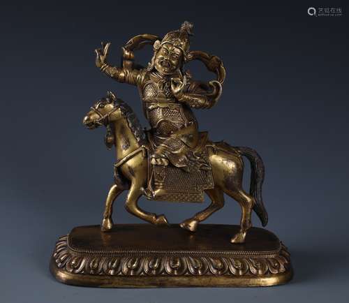 A CHINESE GILT BRONZE OF FIGURE OF LAKSHMI