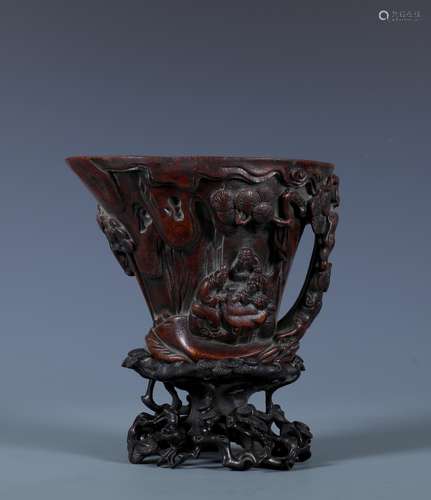 ALOESWOOD 'SCHOLAR' LIBATION CUP WITH WITH ZITAN STAND