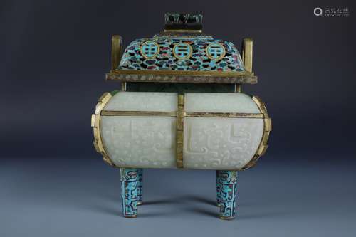 A Chinese Cloisanne Enamel And Gilt Bronze Censer