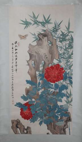 A Fine Chinese Painting By Zhang Da Qian-Flowers and