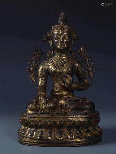 A RARE GILT BRONZE FIGURE OF TARA