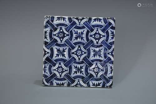 A CHINESE BLUE & WHITE PORCELAIN SQUARE TILE