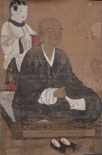 A Fine Chinese Classic Painting by Yi Ming - Monk