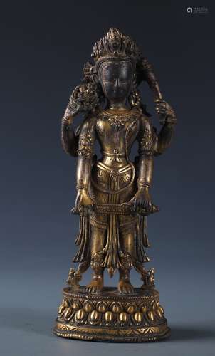 AN IMPORTANT GILT BRONZE FIGURE OF AMOGHAPASA