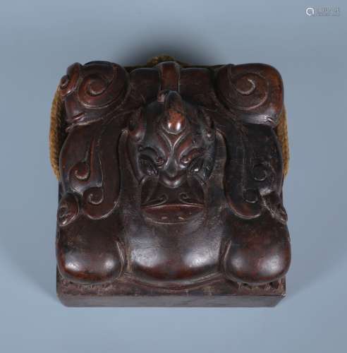 A Rare Carved Mythical Animal Sandlewood Seal