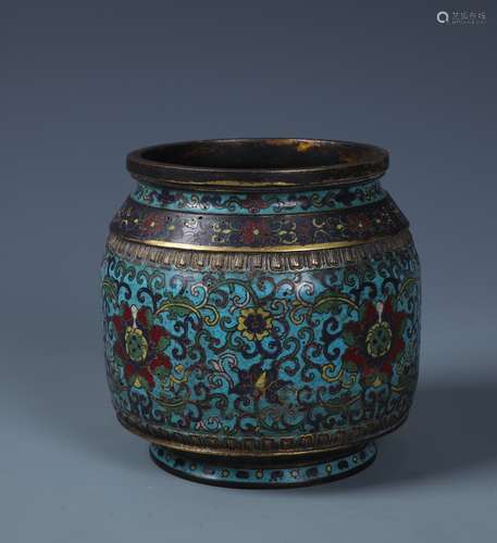 A RARE CHINESE CLOISONNE ENAMEL AND GILT BRONZE JAR