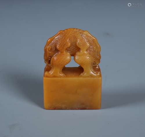 A Rare Soapstone Mythical Beast Seal