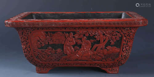A CHINESE CARVED  CINNABAR LACQUER  PLANTER