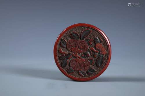 A CHINESE CARVED CINNABAR LACQUER BOX  OF POMEGRANATE