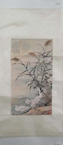 A Fine Chinese Painting Signed by Wu Qing Xia - 'Crane