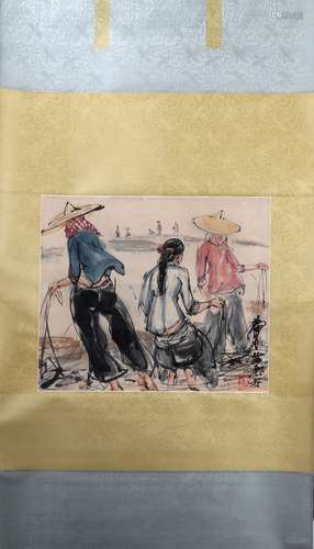 A Fine Chinese Classic Painting By Huang Zhou-Women