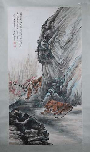 A CHINESE 'TIGER' PAINTING SIGNED BY ZHANG SHAN ZI