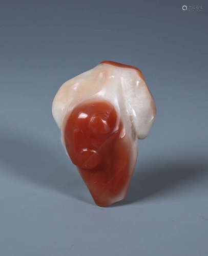 A CARVED CARNELIAN LINGZHI CENSER FINIAL