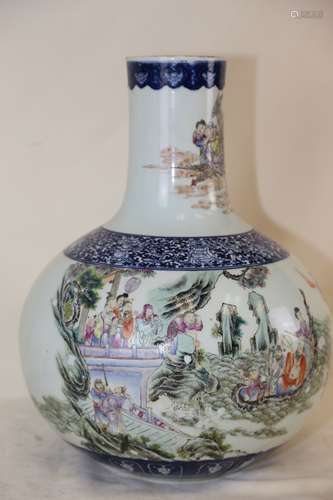 A Magnificent Famille Rose Bottle Vase