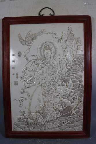 A White Glaze Porcelain Carved Plaque