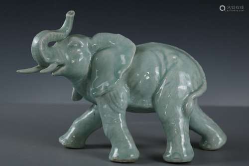 A Blue Glaze Porcelain Elephant