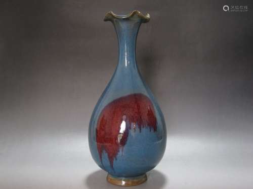 A Jun Glazed Red-Splash Porcelain Vase
