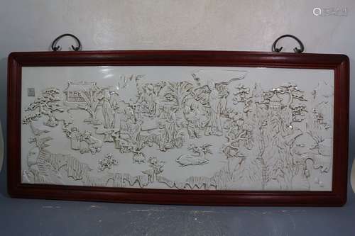 A White Glaze Porcelain Carved Plaque