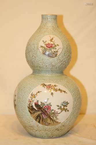 A Famille Rose Double Gourd Vase