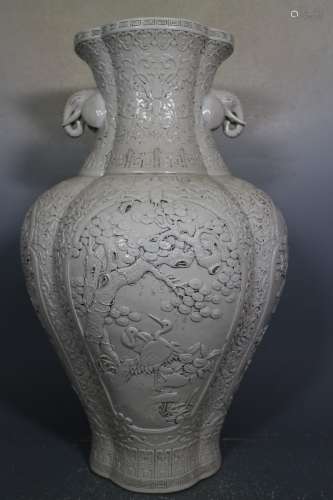 A White Glaze Porcelain Carved Vase