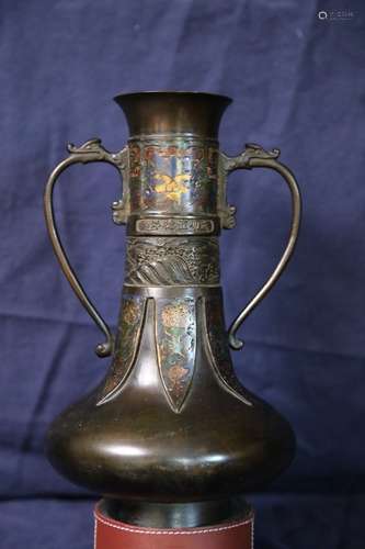 A Bronze and Cloisonne Vase