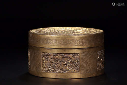 17-19TH CENTURY, A LANDSCAPE DESIGN BRONZE BOX, QING DYNASTY