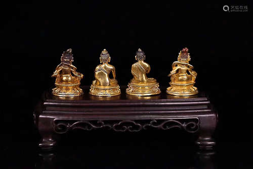 A SET OF BUDDHA DESIGN GILT BRONZE ORNAMENT