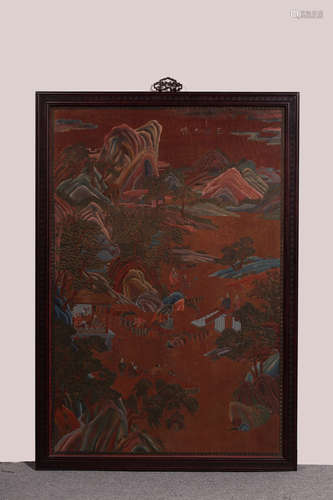 17-19TH CENTURY, A LANDSCAPE DESIGN LACQUERWARE HANGING SCREEN, QING DYNASTY