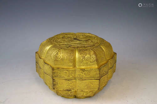 AN OLD PHENIX PATTERN GILT BRONZE BOX