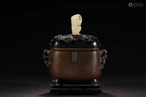 17-19TH CENTURY, A FLORAL PATTERN BRONZE CENSER, QING DYNASTY