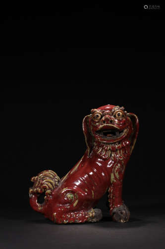 17-19TH CENTURY, A LION DESIGN GLAZE ORNAMENT, QING DYNASTY