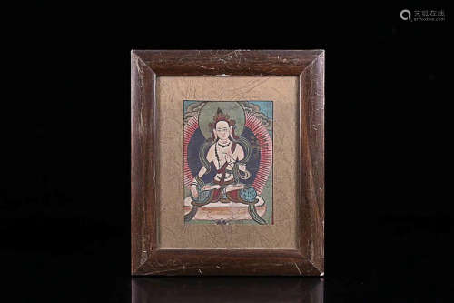 A TIBETAN BUDDHA COLOURED PAINTING