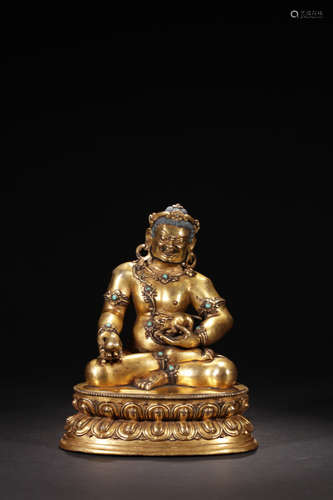 17-19TH CENTURY, A BUDDHA DESIGN GILT BRONZE ORNAMENT, QING DYNASTY