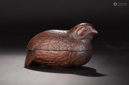 17-19TH CENTURY, A BIRD DESIGN AGILAWOOD POMANDER, QING DYNASTY